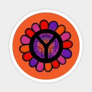 HIPPIE Lifestyle Flower Peace Sign Magnet